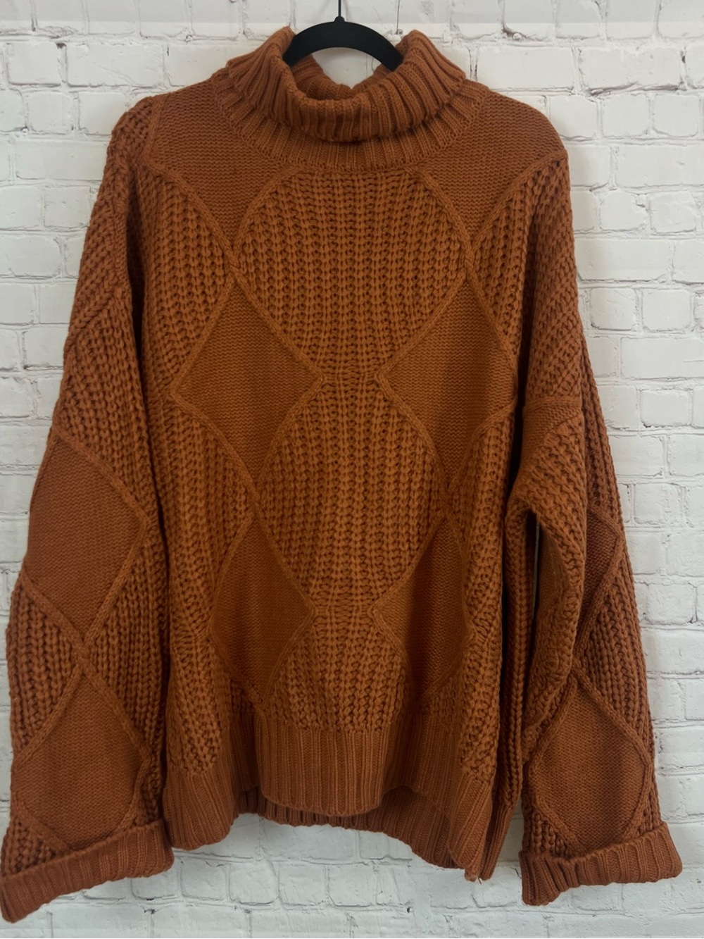 Cupshe NWT Turtleneck Knit Sweater in Rust XL cable kit